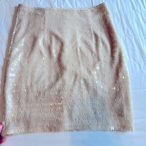 Francesca’s like new -Elegant Cream Sequin Skirt